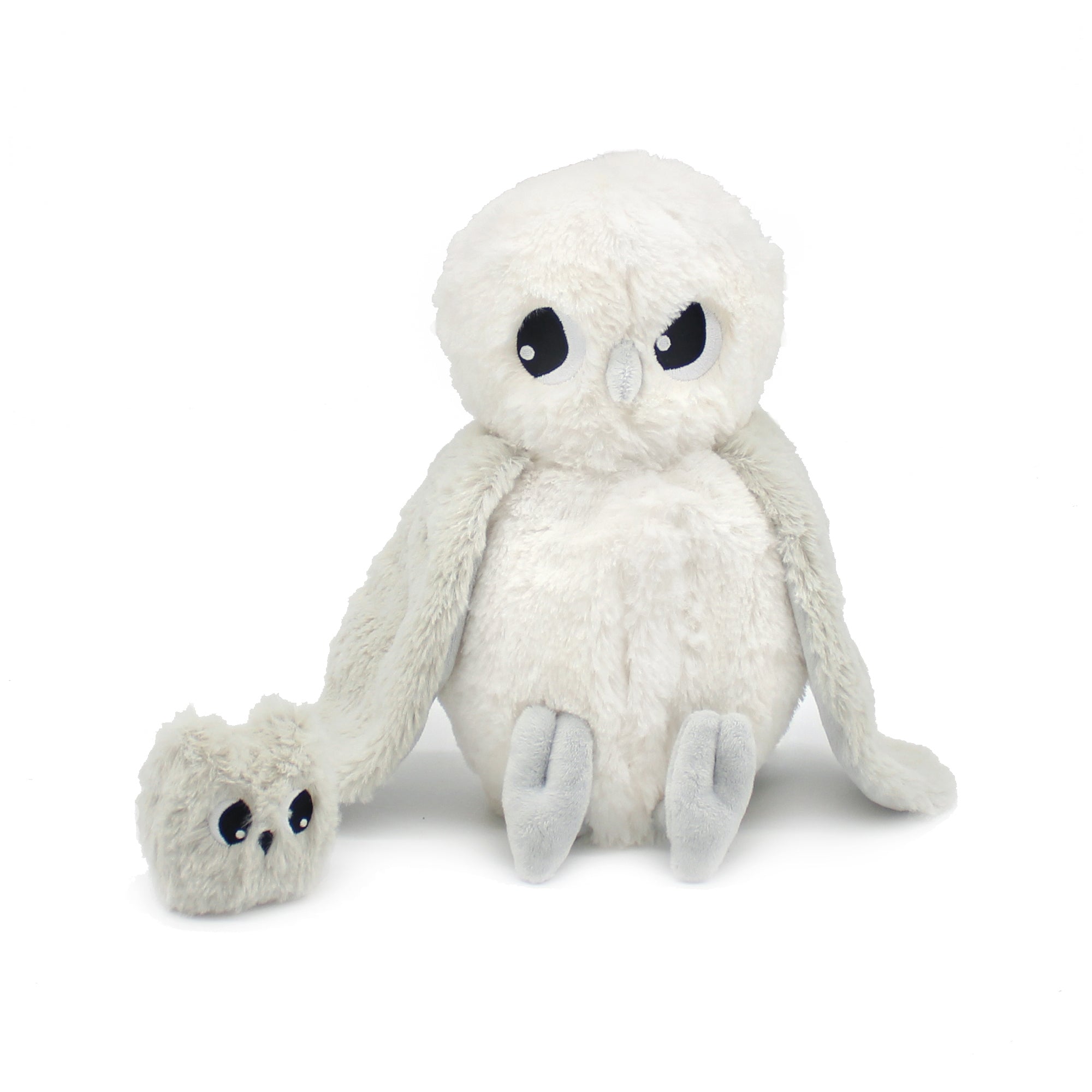 Les Deglingos Ptipotos Coucou peluche gufo polare mamma bebè bianco