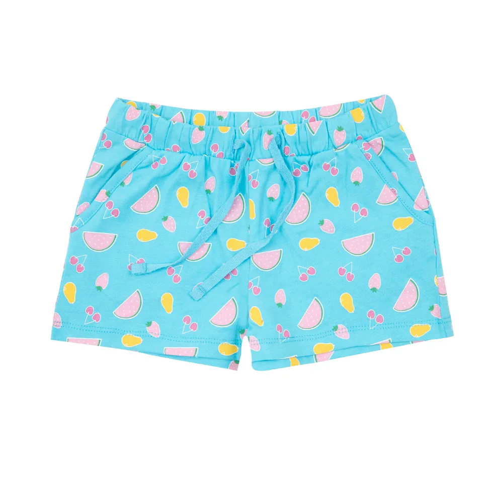 Shorts Jersey Bimba Azzurri Stampa Frutta elastico