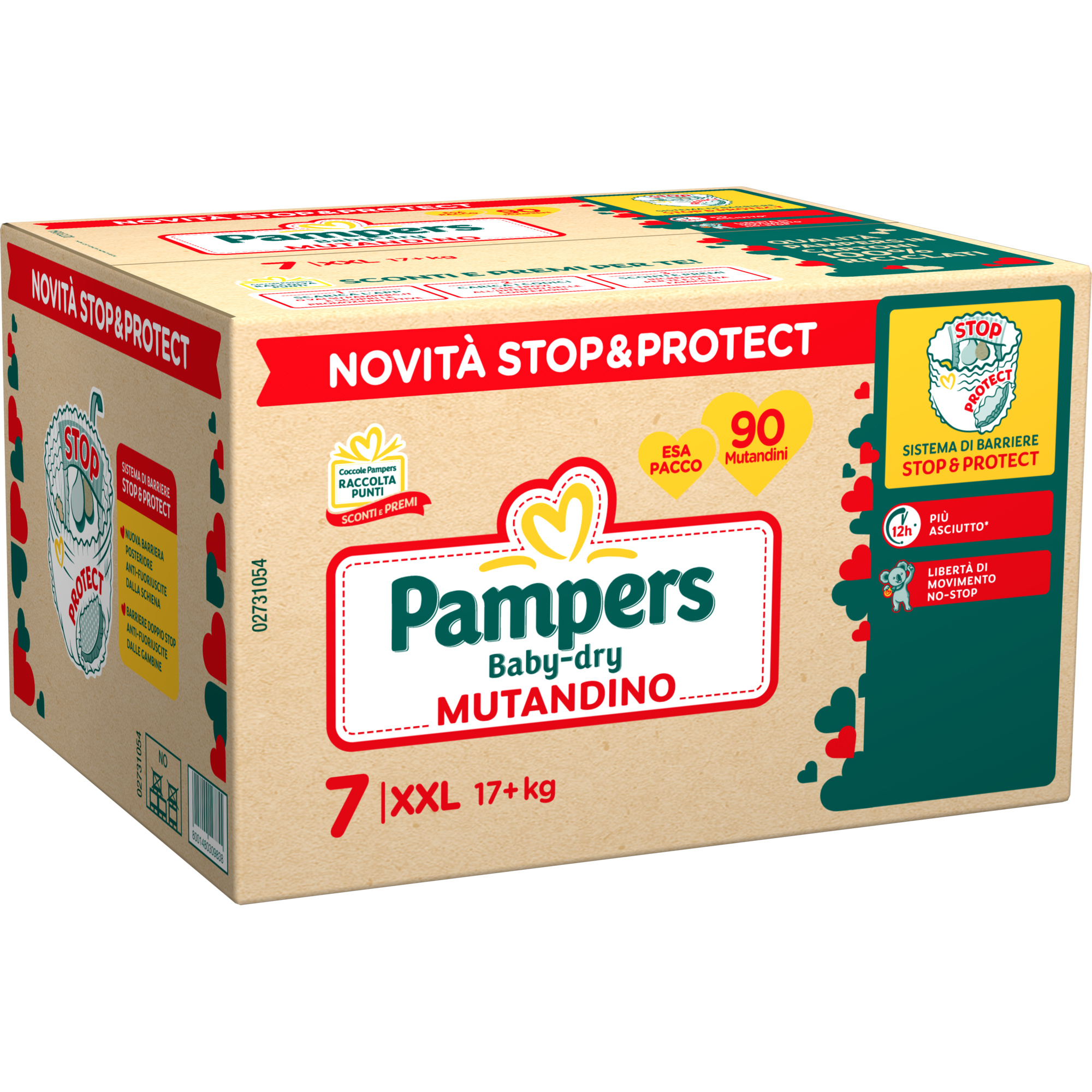 Pampers Baby-Dry Pannolino Mutandina Taglia 7 17+ kg 90 pz