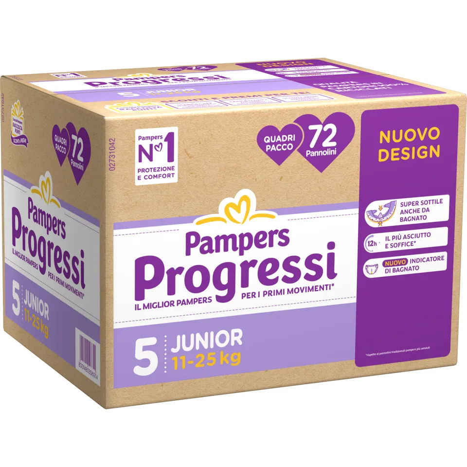 Pampers Progressi Pannolini Taglia 5 72 Pz 11-25 Kg