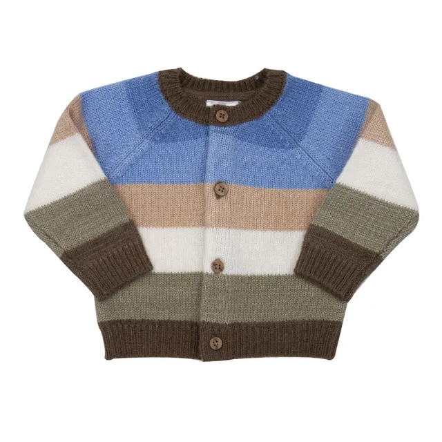 Mawi Cardigan Tricot Rigato Multicolor con Bottoni