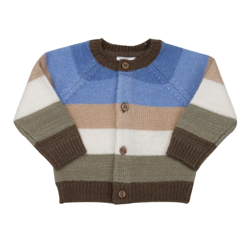 Mawi Cardigan Tricot Rigato Multicolor con Bottoni