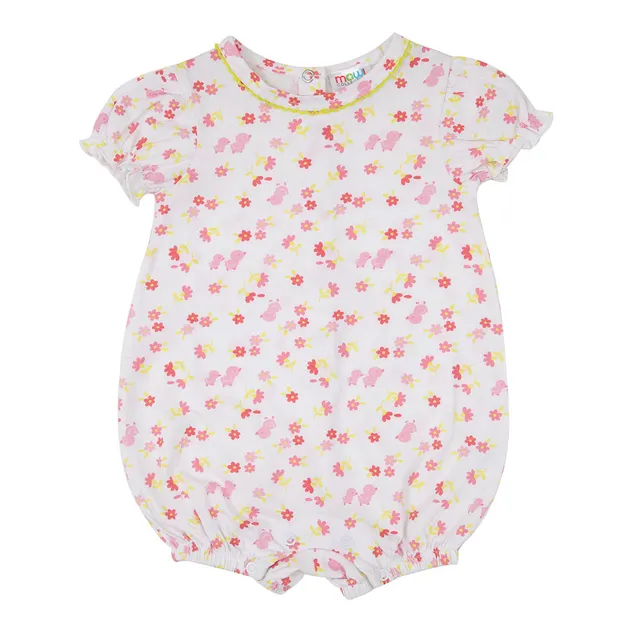 Pagliaccetto jersey bimba fiorellini bianco maniche corte