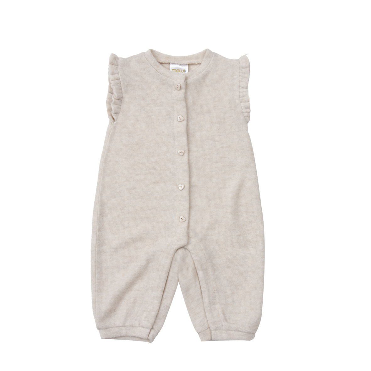 Mawi Salopette Neonata Maglia Beige Maniche Corte