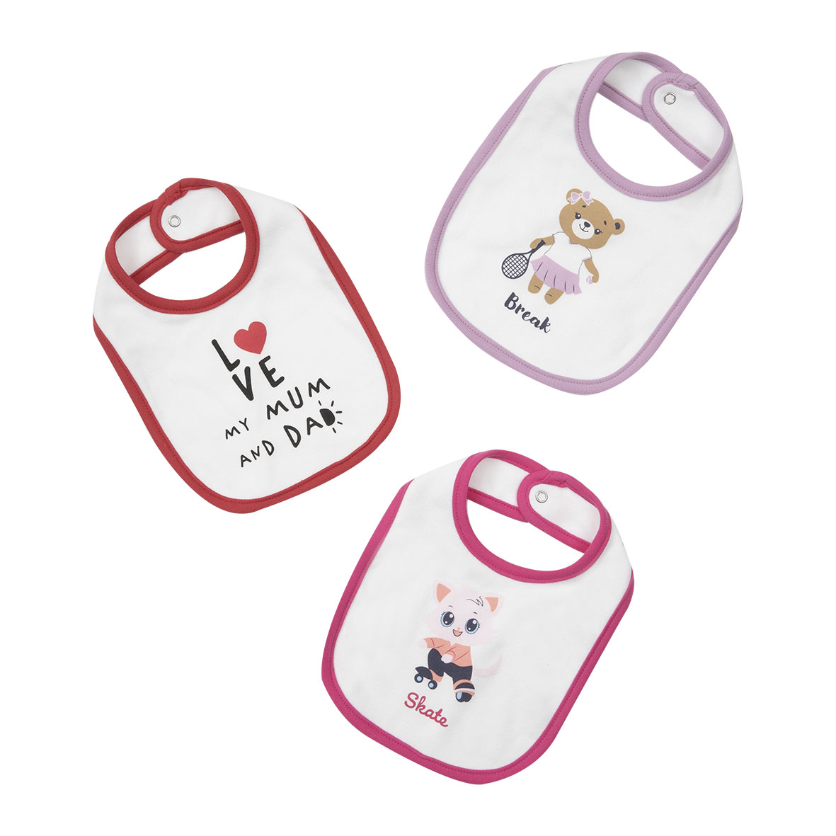 Set 3 bavaglini bimbo con clip bavaglini pappa cotone