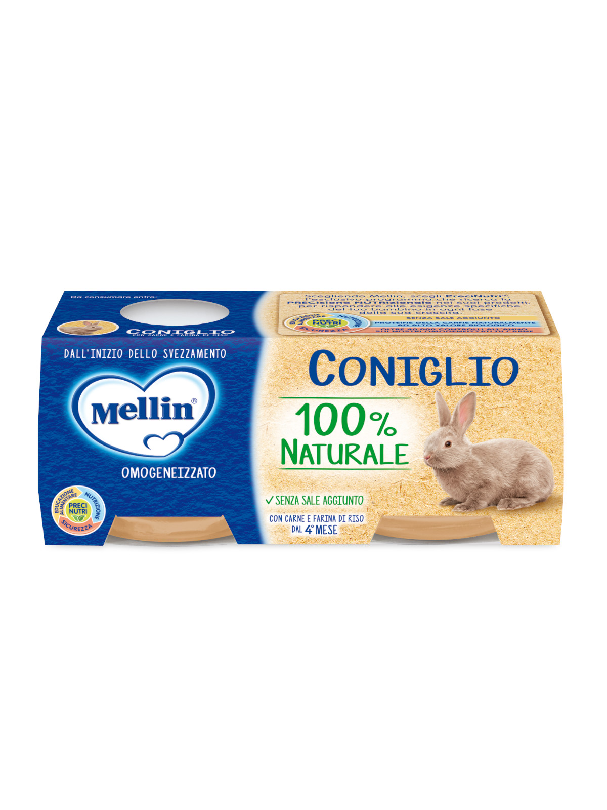 Mellin Omogeneizzato coniglio 2x80g dal 4° mese