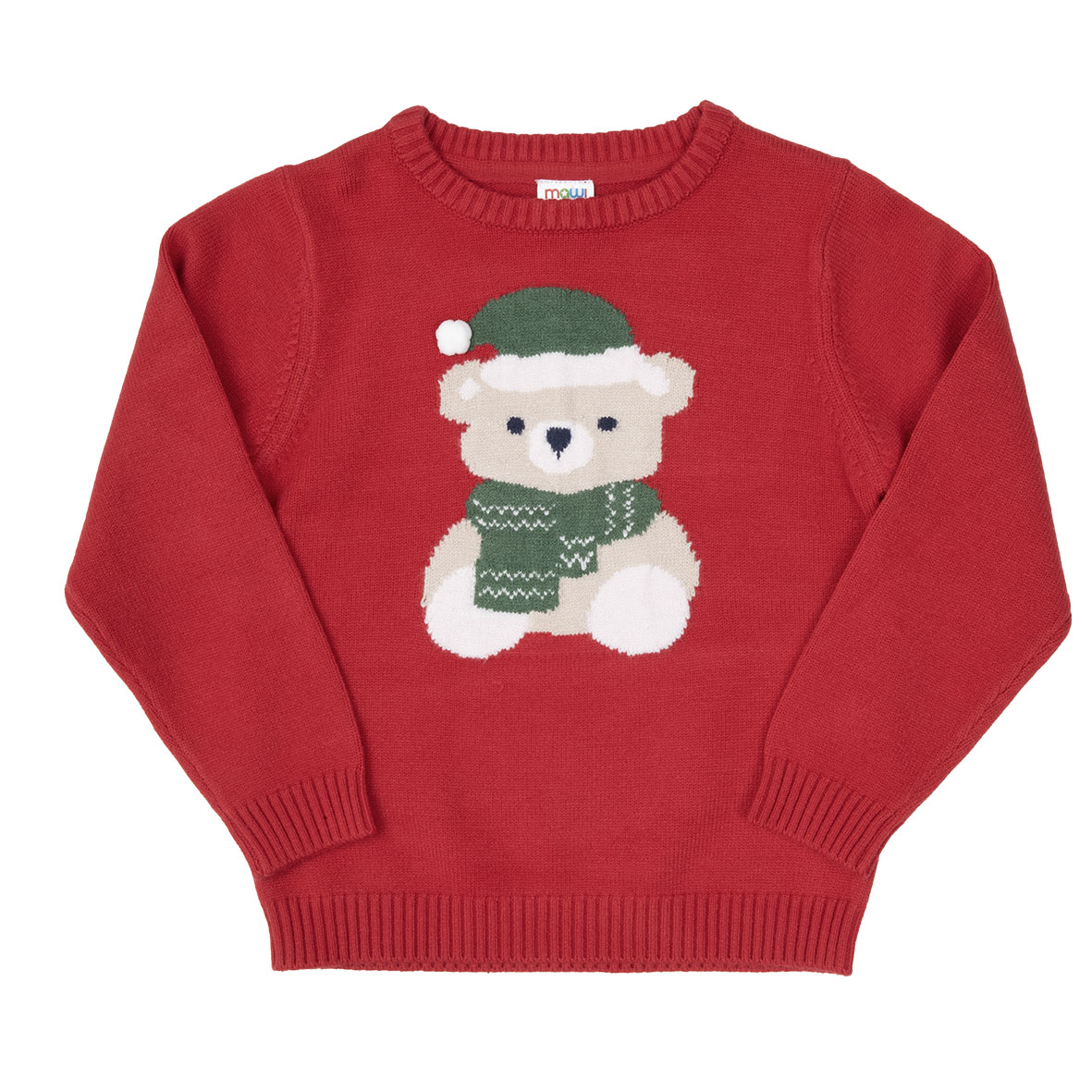 Maglia Tricot Bimbo Christmas Orsetto Rossa Girocollo