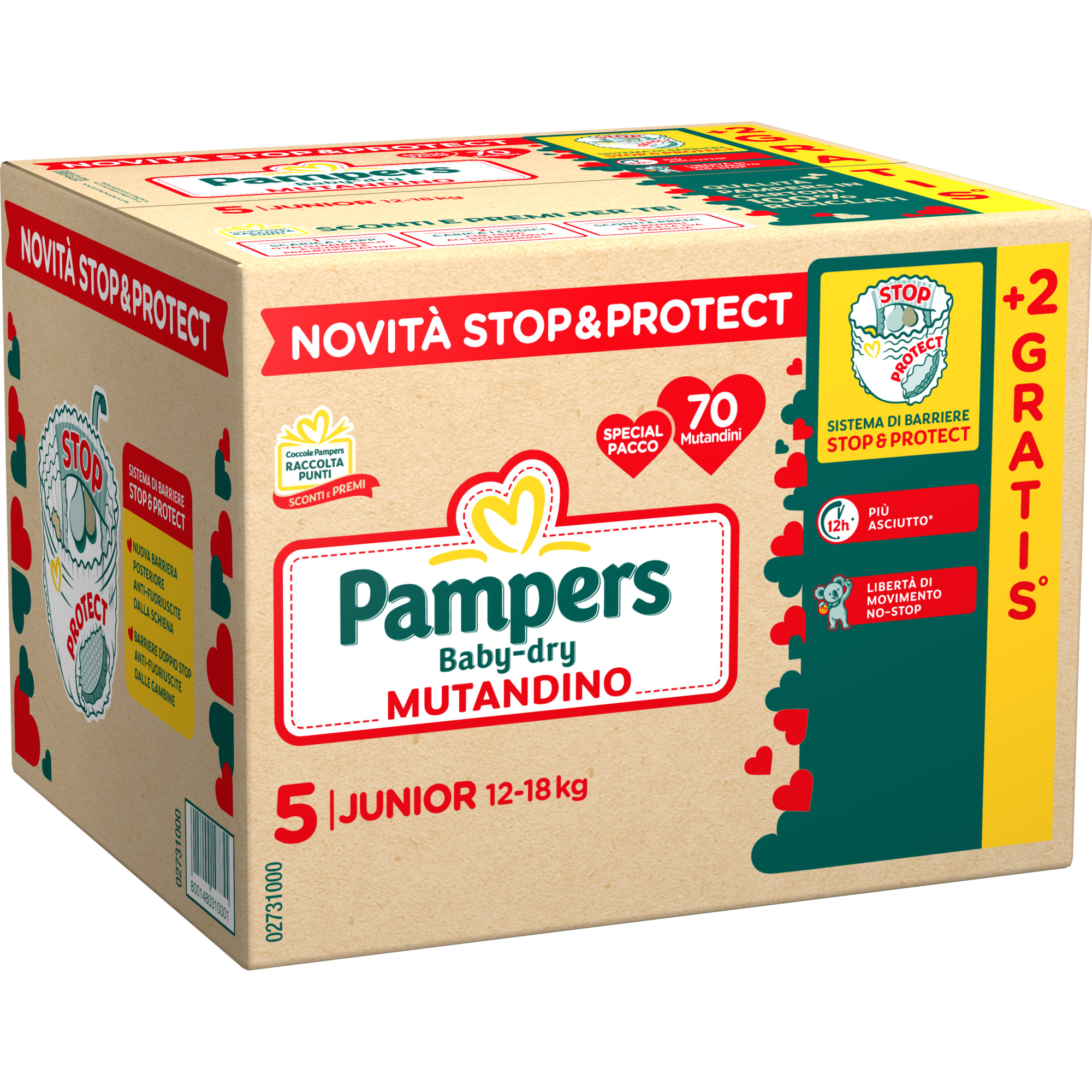 Pampers Baby Dry Mutandina Junior Taglia 5 12-18 Kg 72 Pezzi