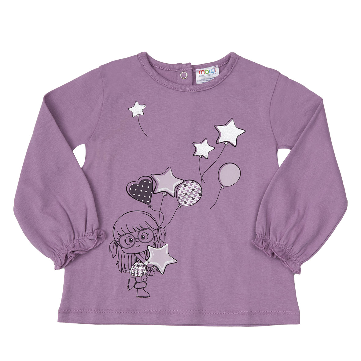 Mawi maglia jersey bimba lilla manica lunga cotone