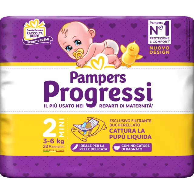 Pampers Progressi Mini Taglia 2 Pannolini 28 pz Neonato