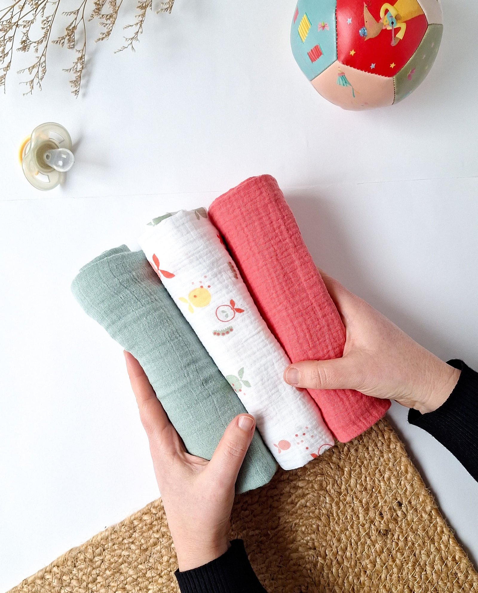 M'Amélie Creations Set 3 Mussoline Cotone Neonato Multiuso