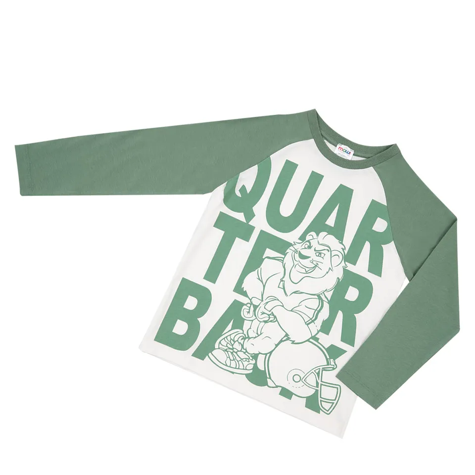Maglia bimbo manica lunga jersey panna verde Leone