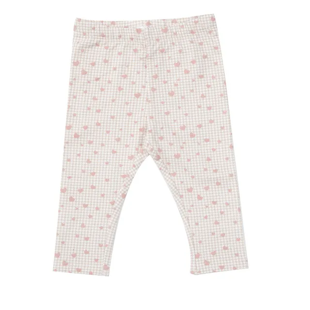 Toys Center Baby Legging Felpato Bimba Beige Quadri Cuoricini