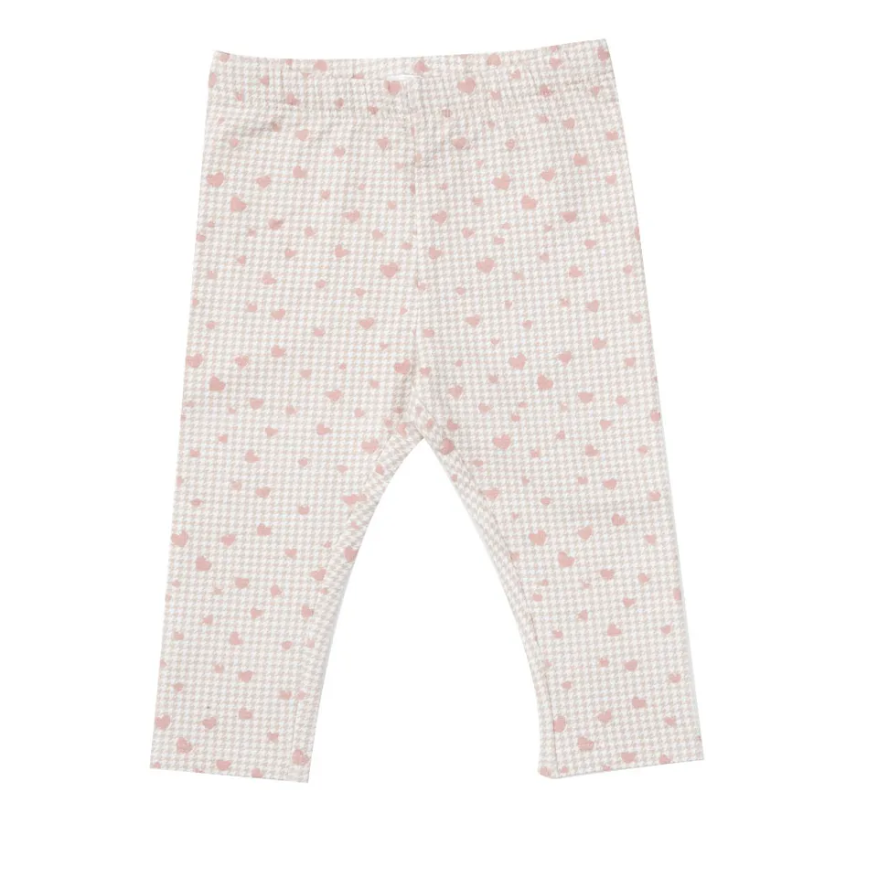 Toys Center Baby Legging Felpato Bimba Beige Quadri Cuoricini
