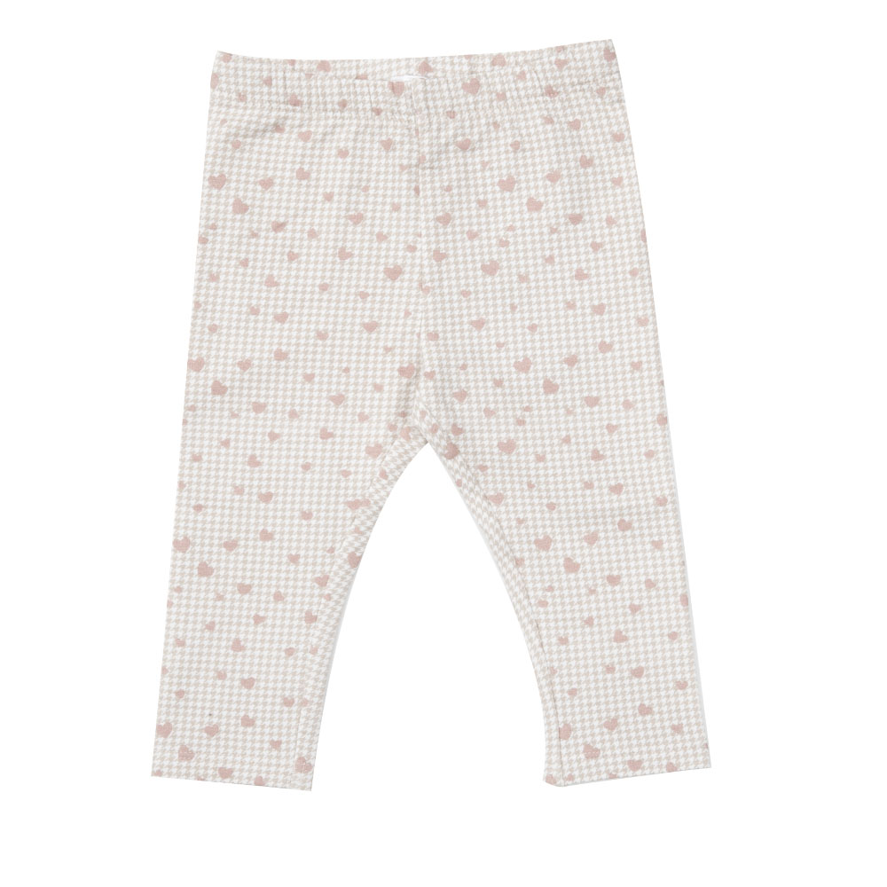Toys Center Baby Legging Felpato Bimba Beige Quadri Cuoricini