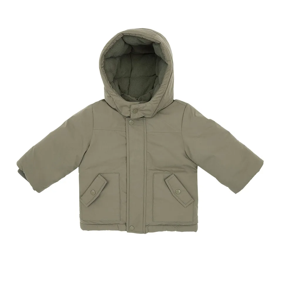 Parka Bimbo Imbottito Verde Militare con Cappuccio