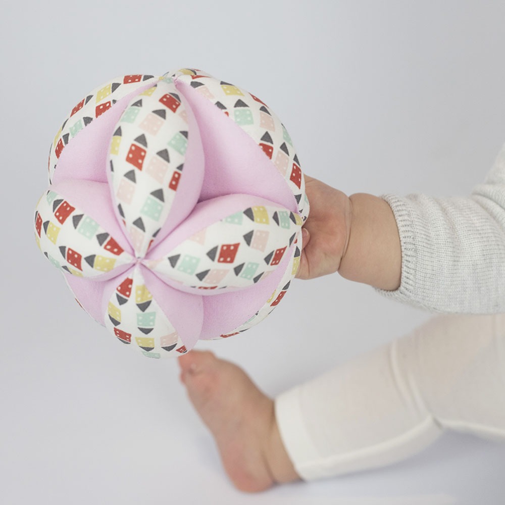Palla Montessori in stoffa indaco con sonaglio