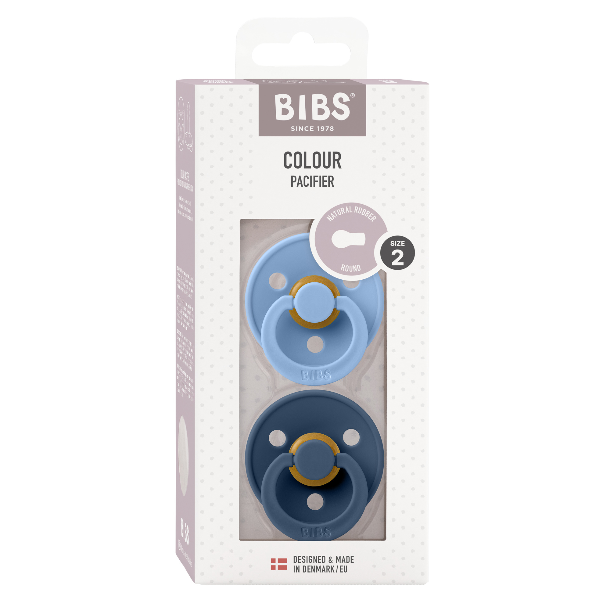 BIBS Colour ciuccio lattice blu 6+ mesi set 2 pz