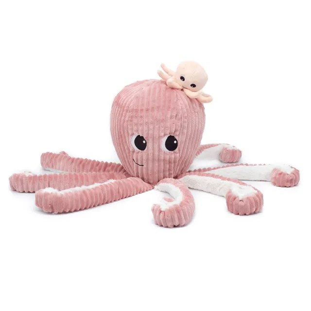 Les Déglingos Ptipotos Filou peluche polpo rosa mamma e bebè