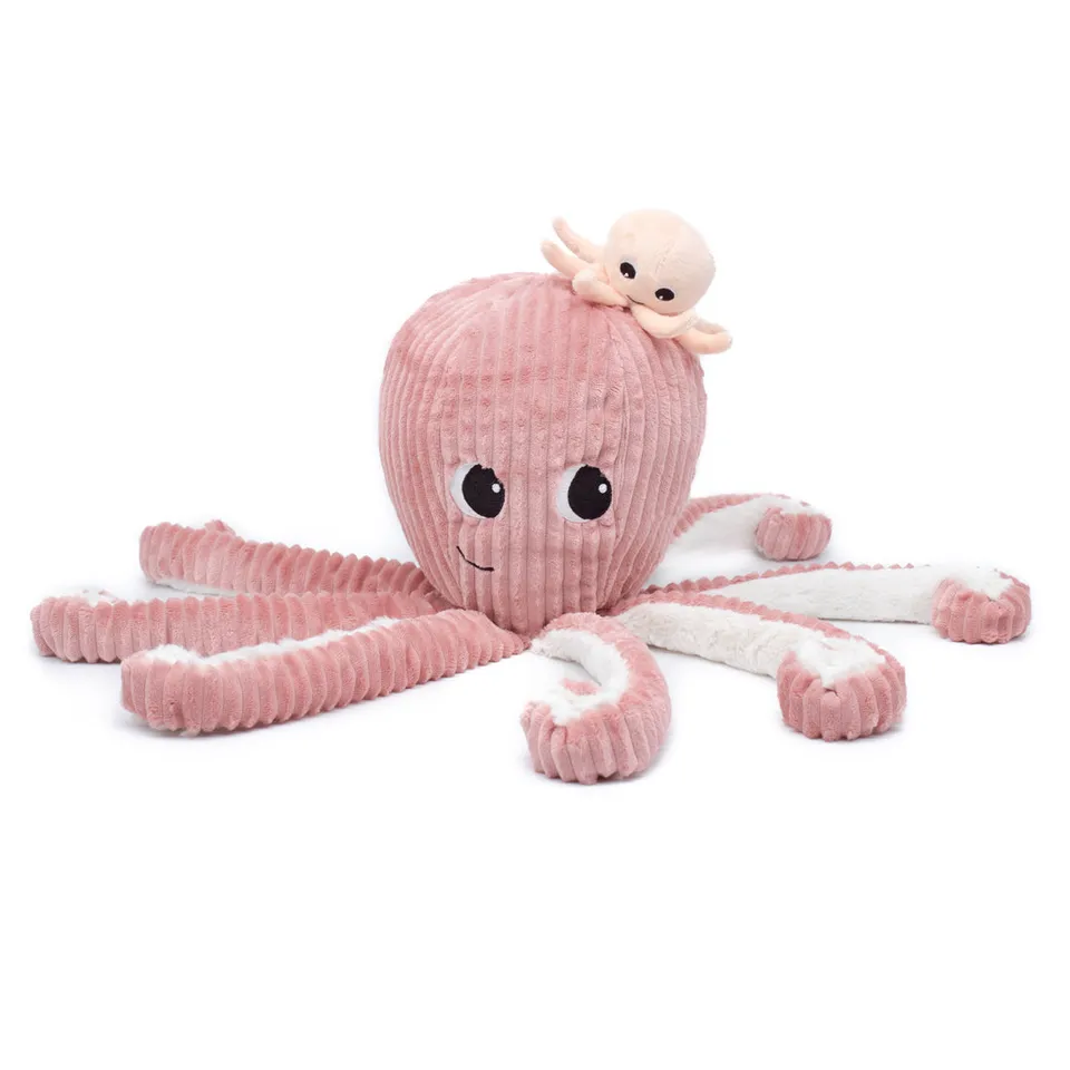 Les Déglingos Ptipotos Filou peluche polpo rosa mamma e bebè
