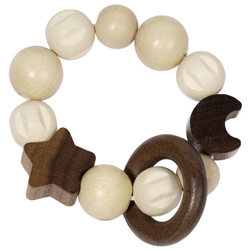 The Dida Sonaglio Elastico Luna e Stella in Legno Neonato