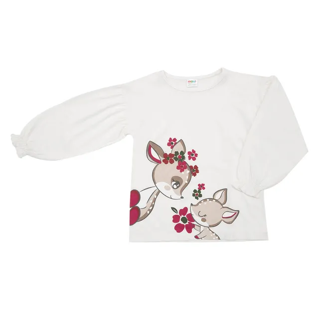 T-shirt bimba panna manica lunga stampa cerbiatti