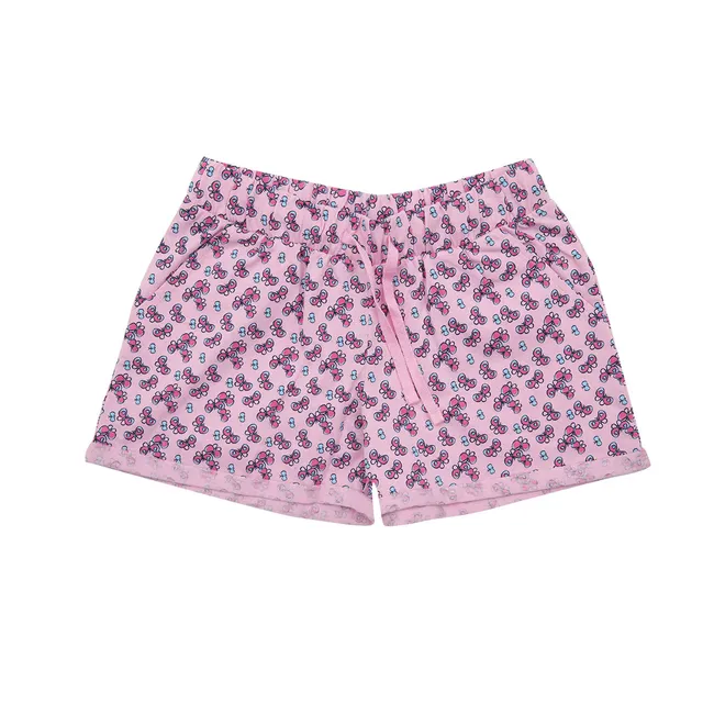 Shorts bimba rosa stampa farfalline elastico in vita