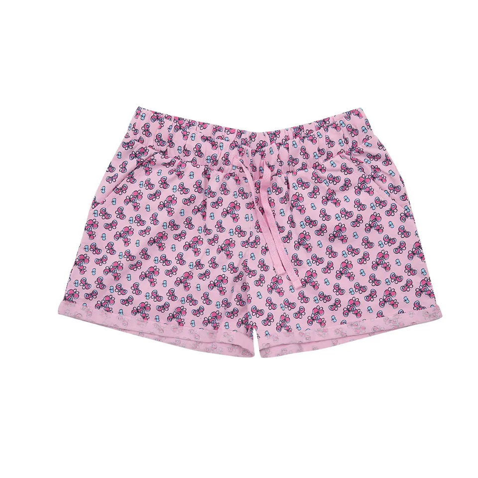 Shorts bimba rosa stampa farfalline elastico in vita