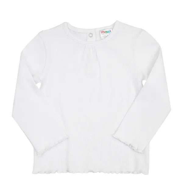 T-shirt manica lunga costina bimba bianca bottoni clip