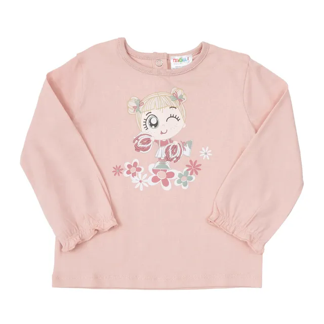 Mawi maglia jersey bambina manica lunga rosa cotone