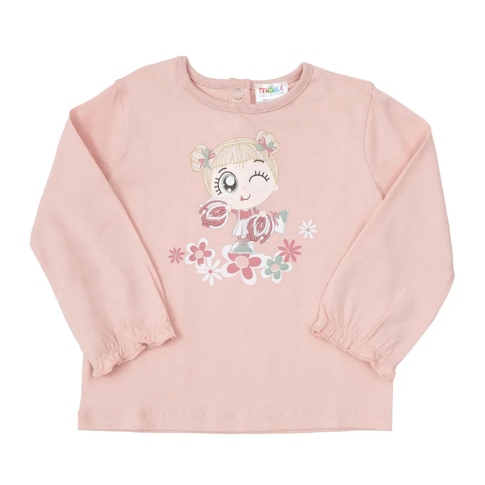 Mawi maglia jersey bambina manica lunga rosa cotone