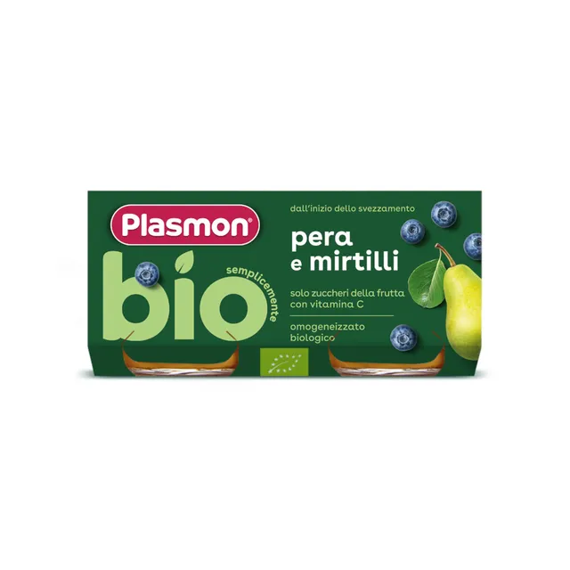 Plasmon Bio Omogeneizzato Pera e Mirtilli 2x80g da 6 Mesi