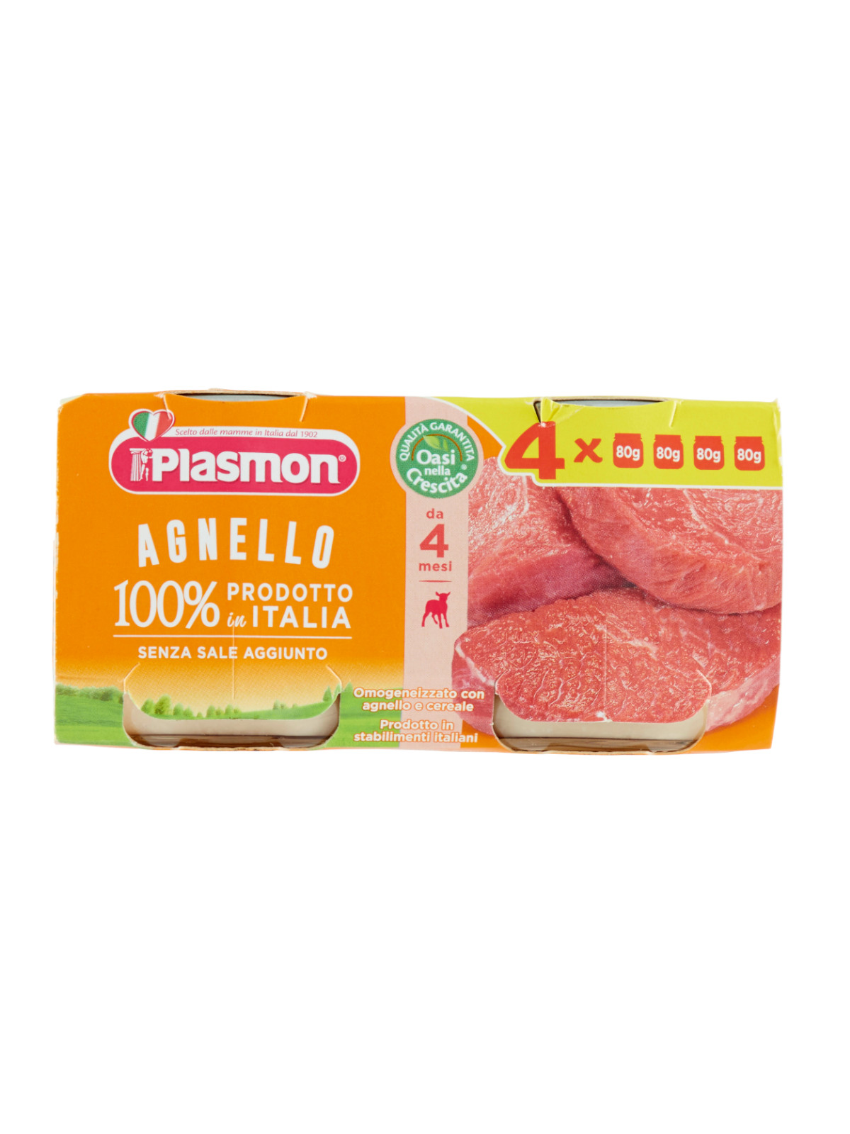Plasmon Omogeneizzato Agnello 4x80g senza sale aggiunto