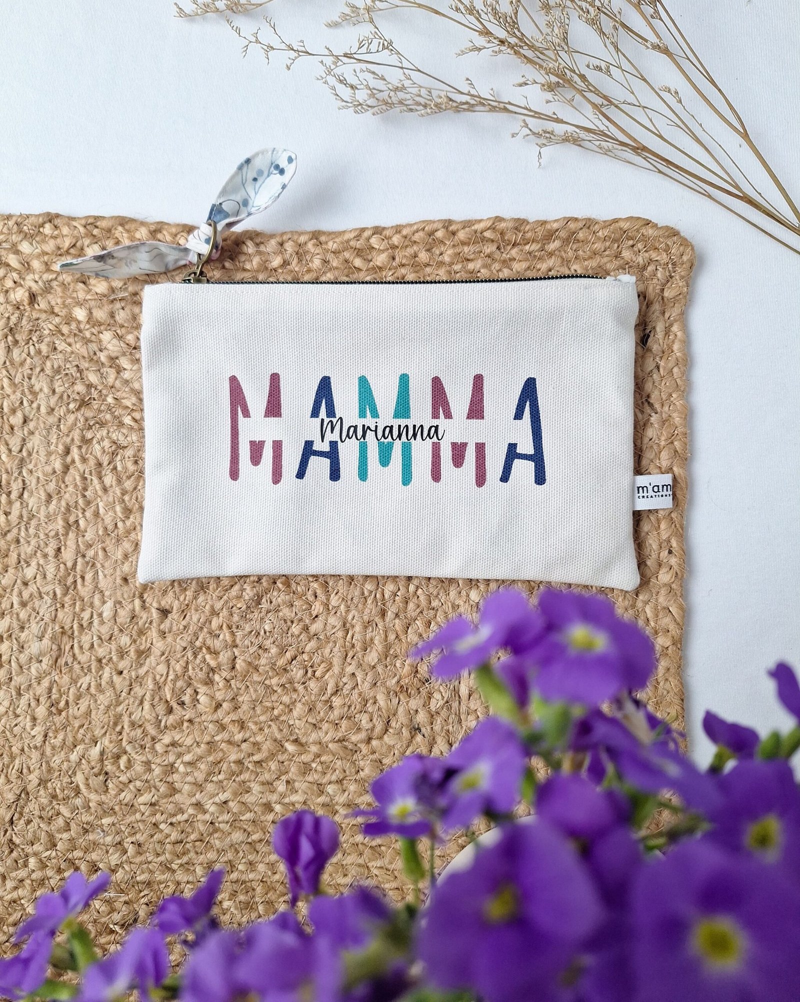 M'Amélie Pochette MAMMA Personalizzabile Cotone Floreale