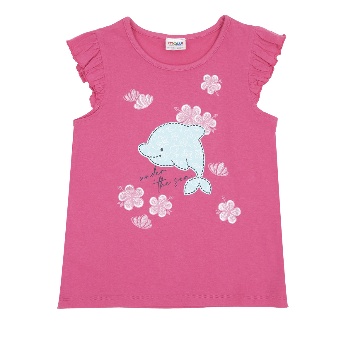 Canotta Jersey Bimba Rosa Stampa Delfino cotone