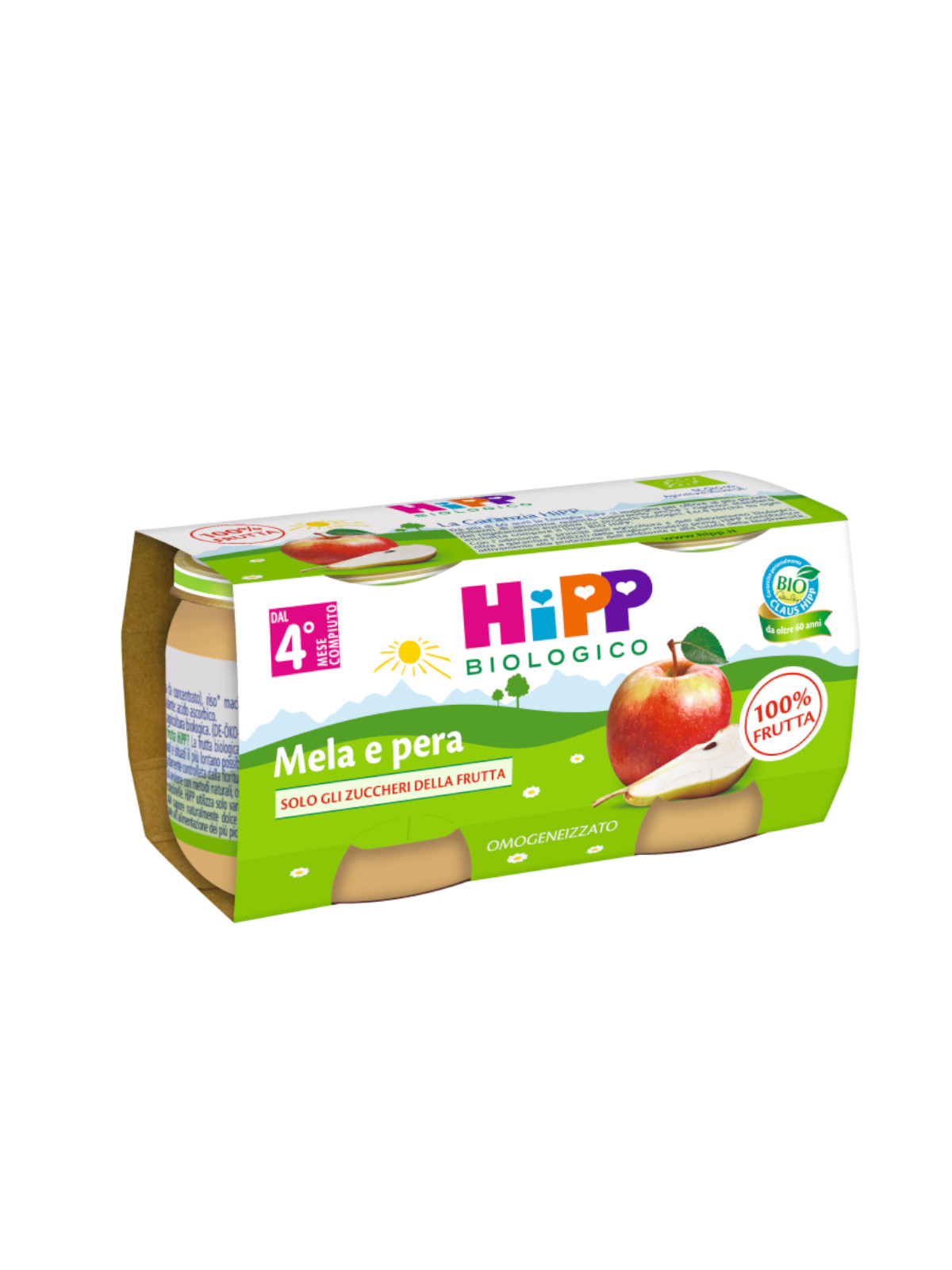 HiPP mela e pera omogeneizzato bio 2x80 g senza aromi