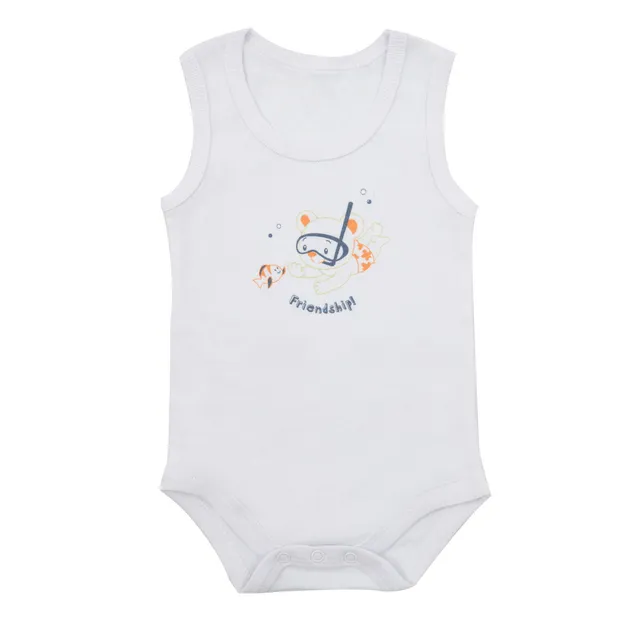 Body neonato bianco canotta stampa orsetto costina