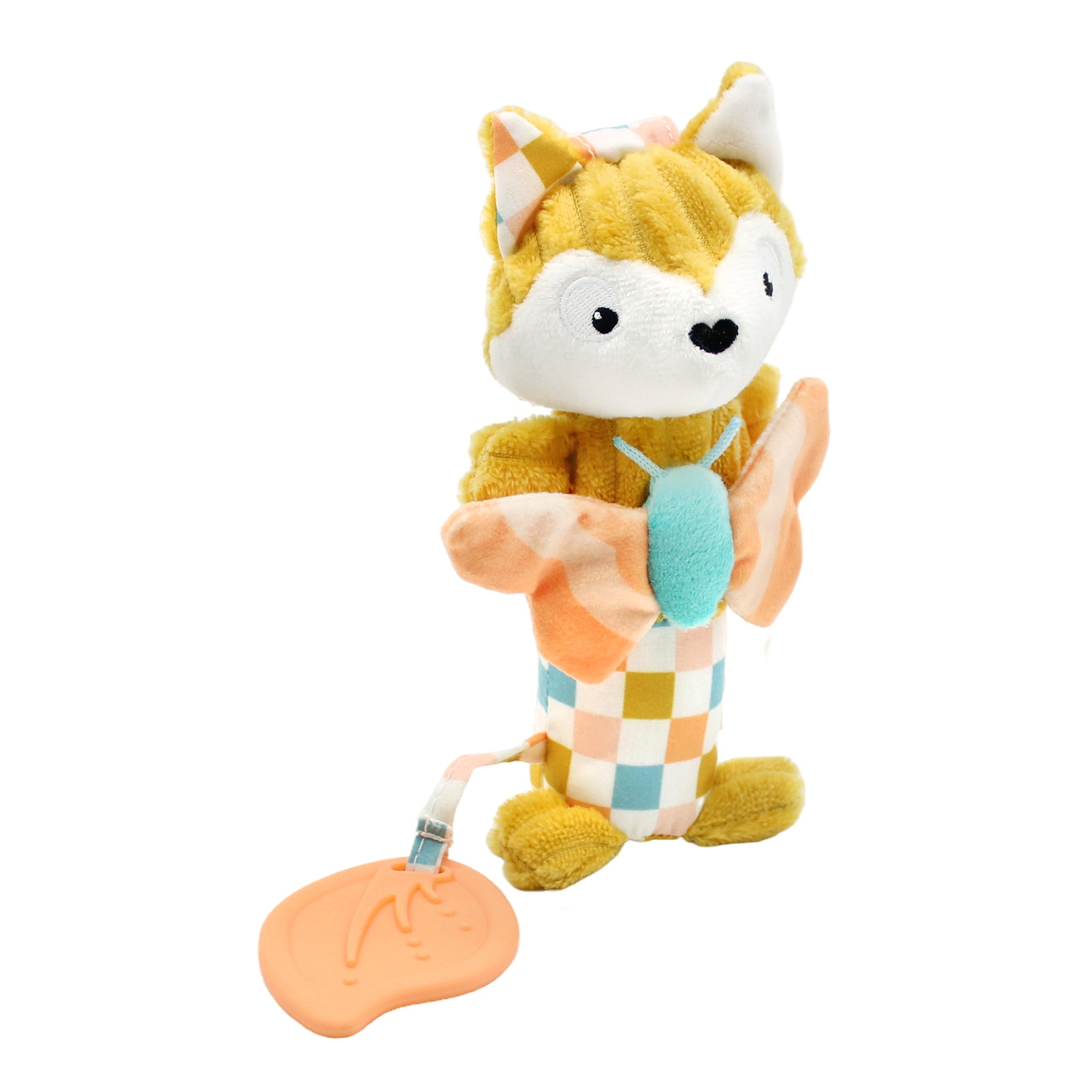 Les Deglingos Cyranos peluche carillon volpe giallo senape sonoro