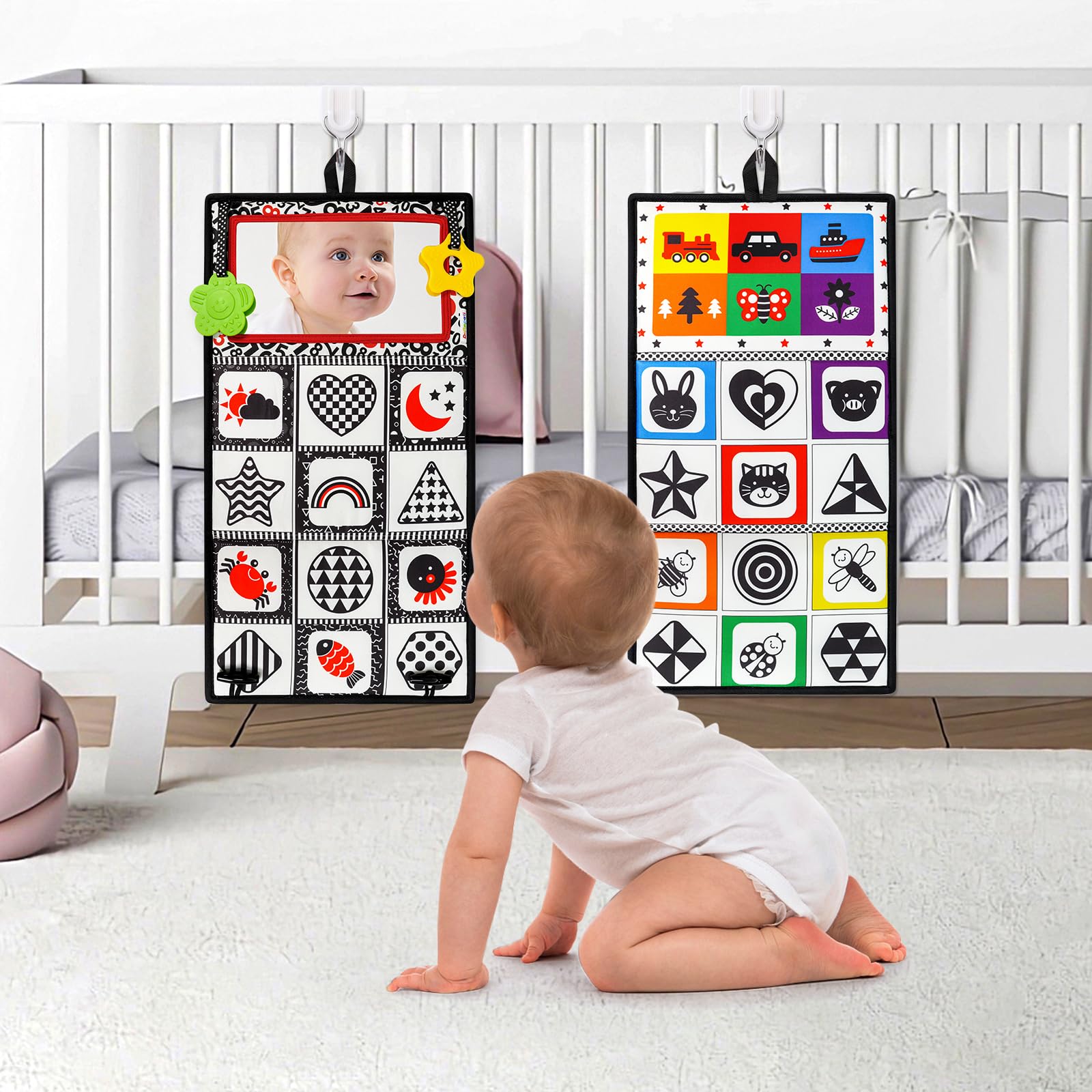 Dr.Rapeti Specchio da pavimento tummy time bianco e nero