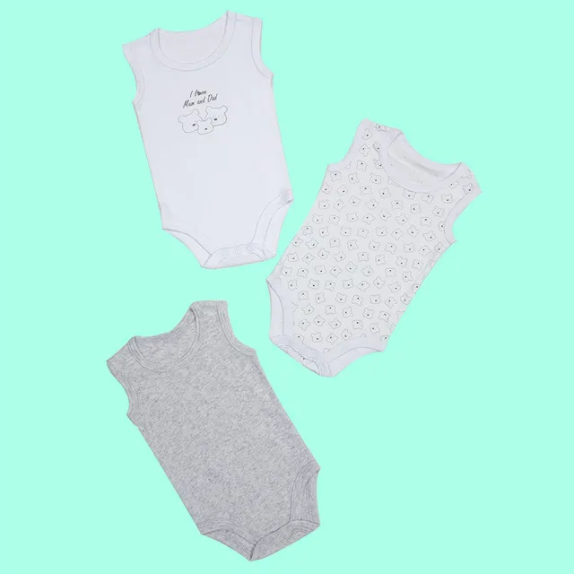 Mawi Body canotta neonato orsetto grigio 3 pezzi