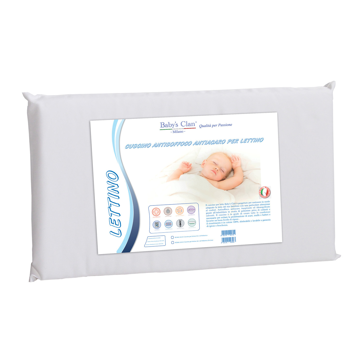 Baby's Clan Pediatrico cuscino lettino antisoffoco cotone