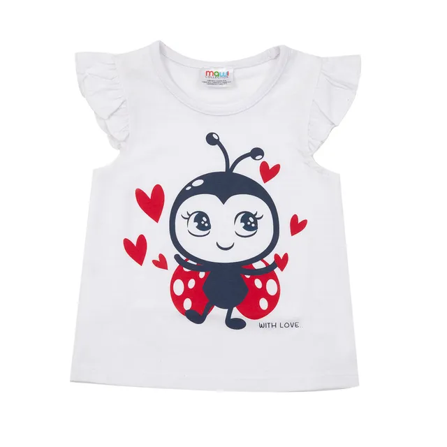 Toys Center Baby Coccinella e Cuoricini T-Shirt Bimba Bianca Jersey