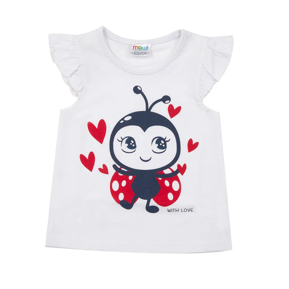 Toys Center Baby Coccinella e Cuoricini T-Shirt Bimba Bianca Jersey