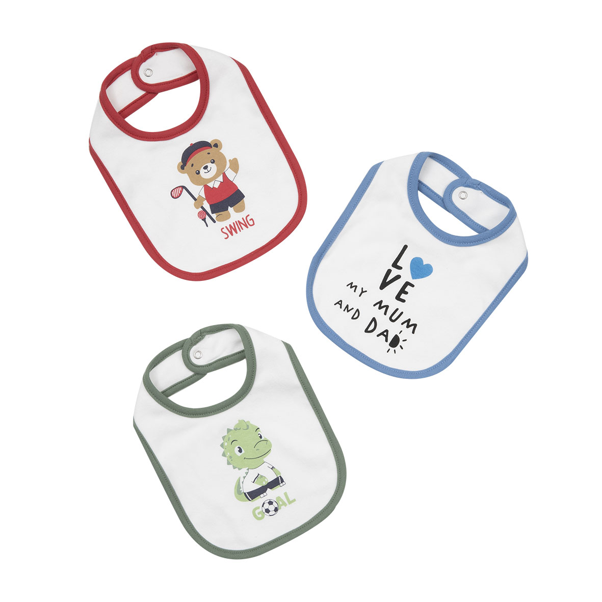 Set 3 bavaglini bimba con clip cotone