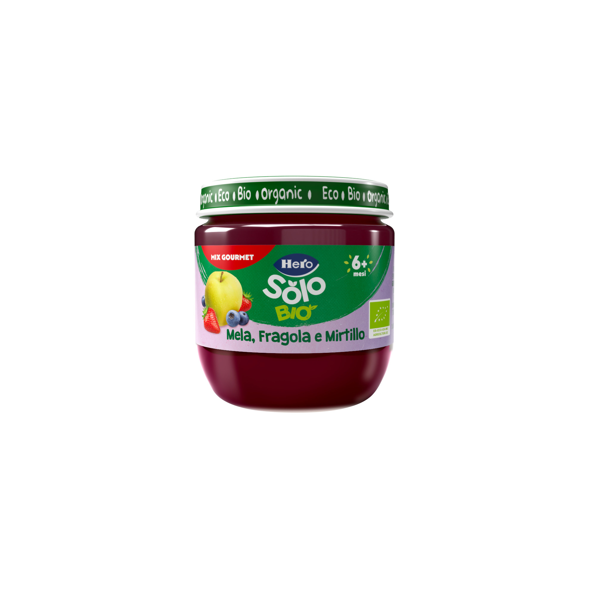 Hero Solo mela fragola mirtillo omogeneizzato 120 g bio
