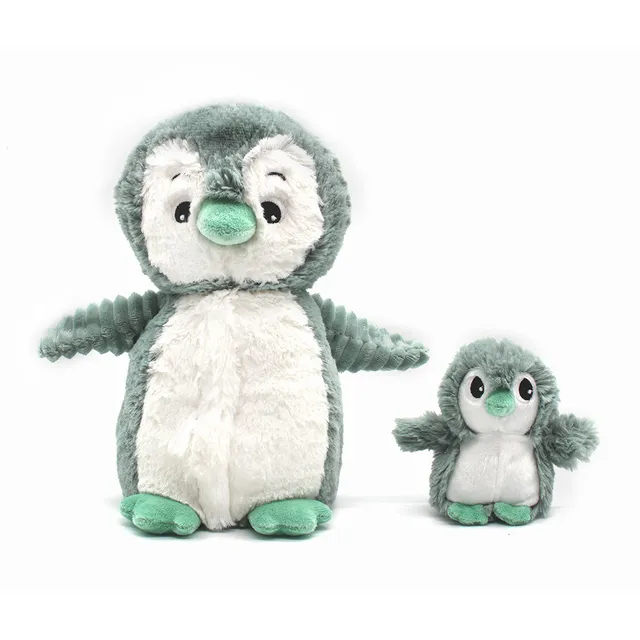 Les Deglingos Ptipotos Iglou Peluche Pinguino Mamma e Bebè Verde Menta