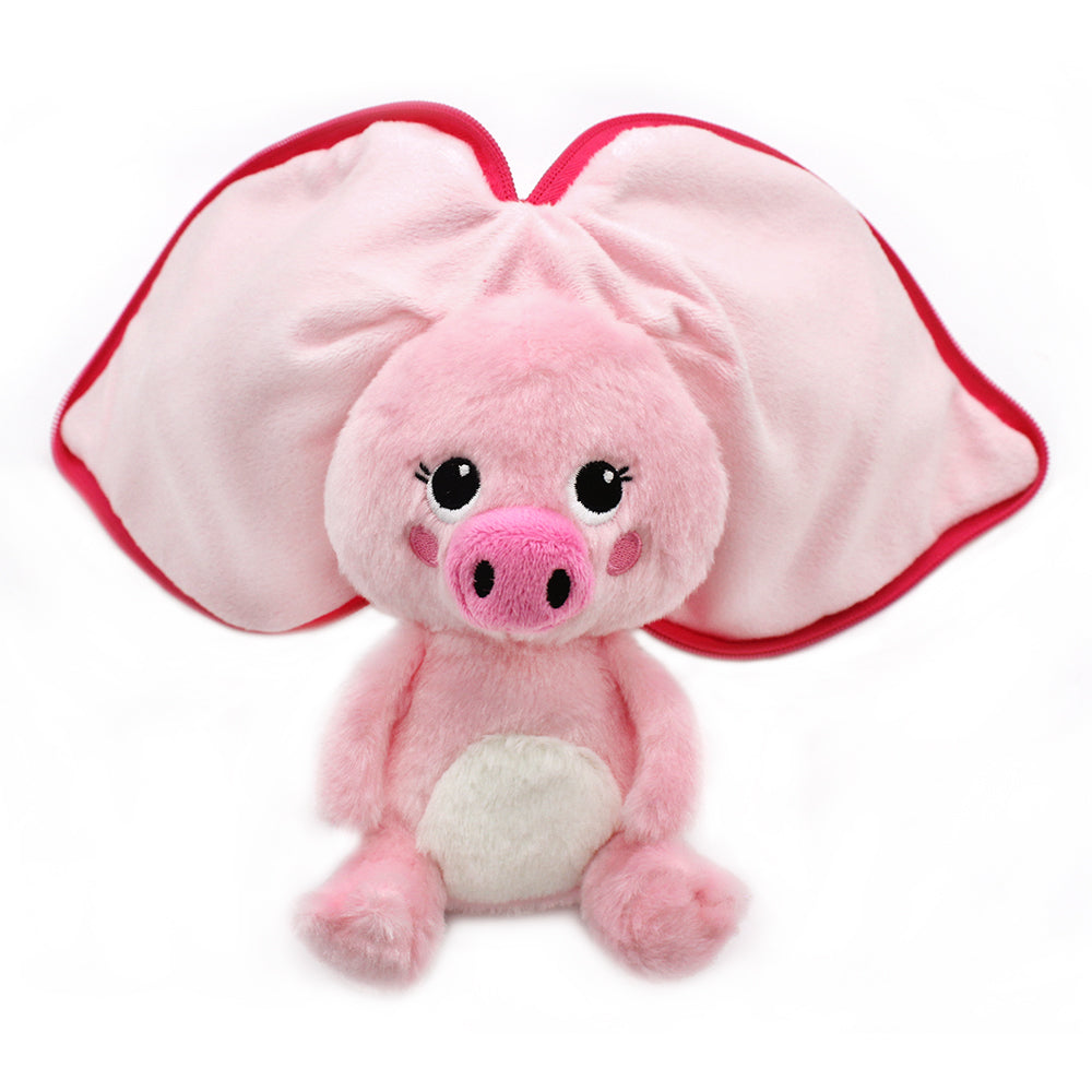 Les Deglingos Flipetz Piglet Maiale Ravanello Peluche Rosa