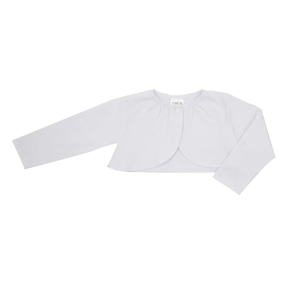 Cardigan elegante bimba bianco jersey con bottone