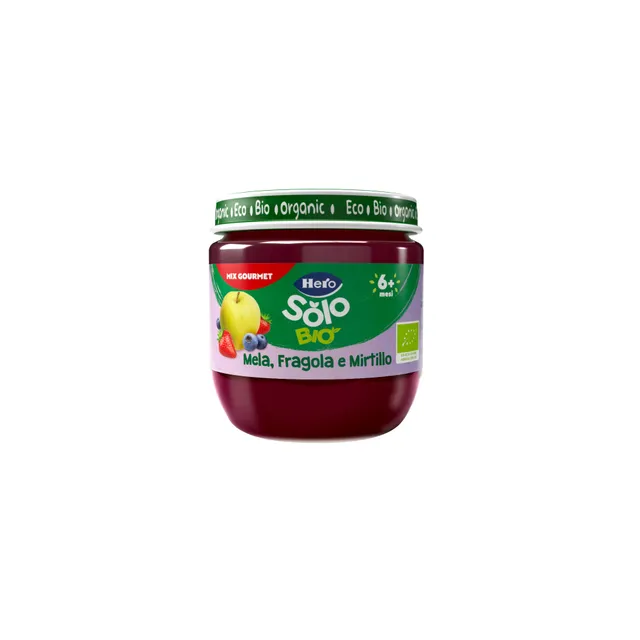 Hero Solo mela fragola mirtillo omogeneizzato 120 g bio