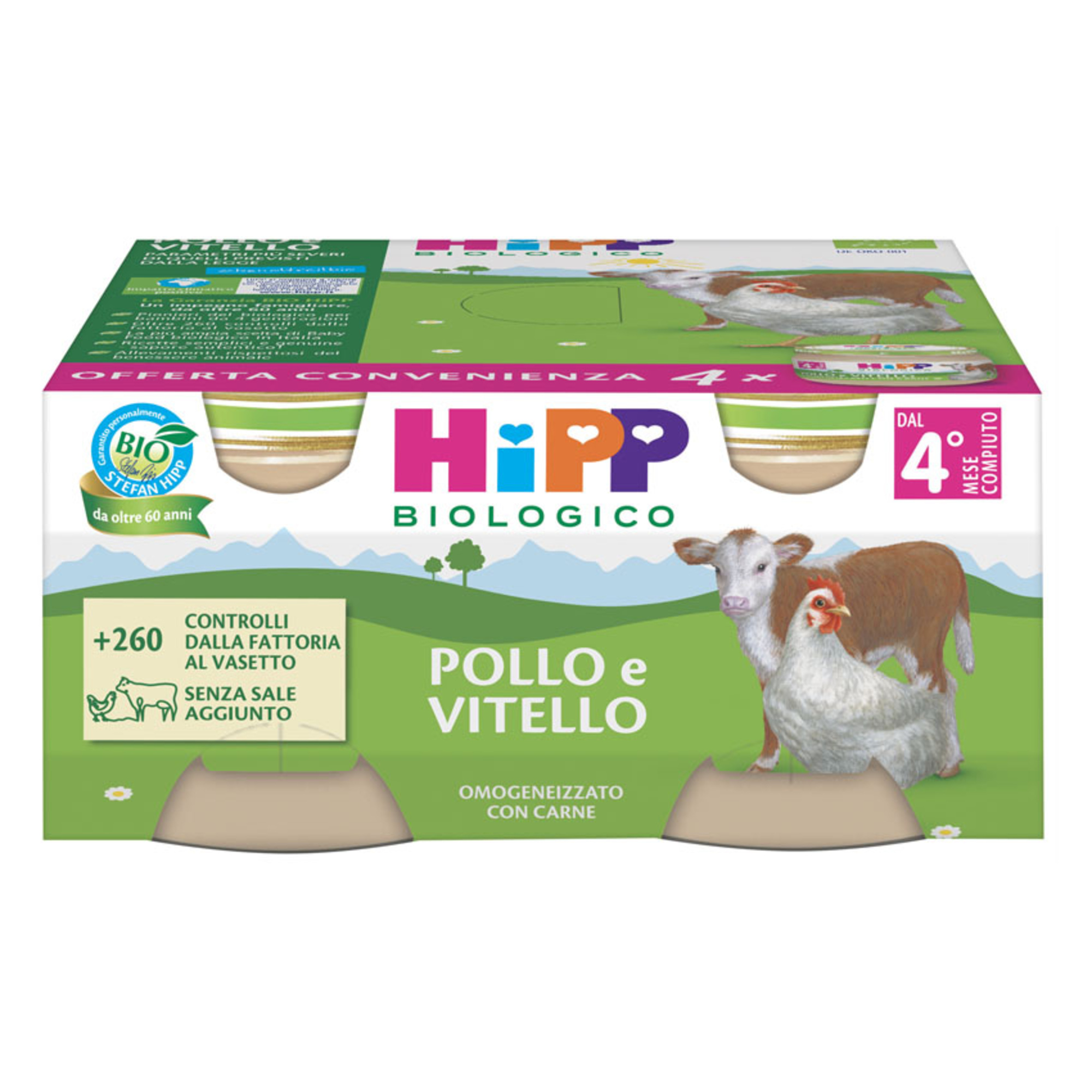 HiPP omogeneizzato pollo e vitello bio 4x80g senza sale